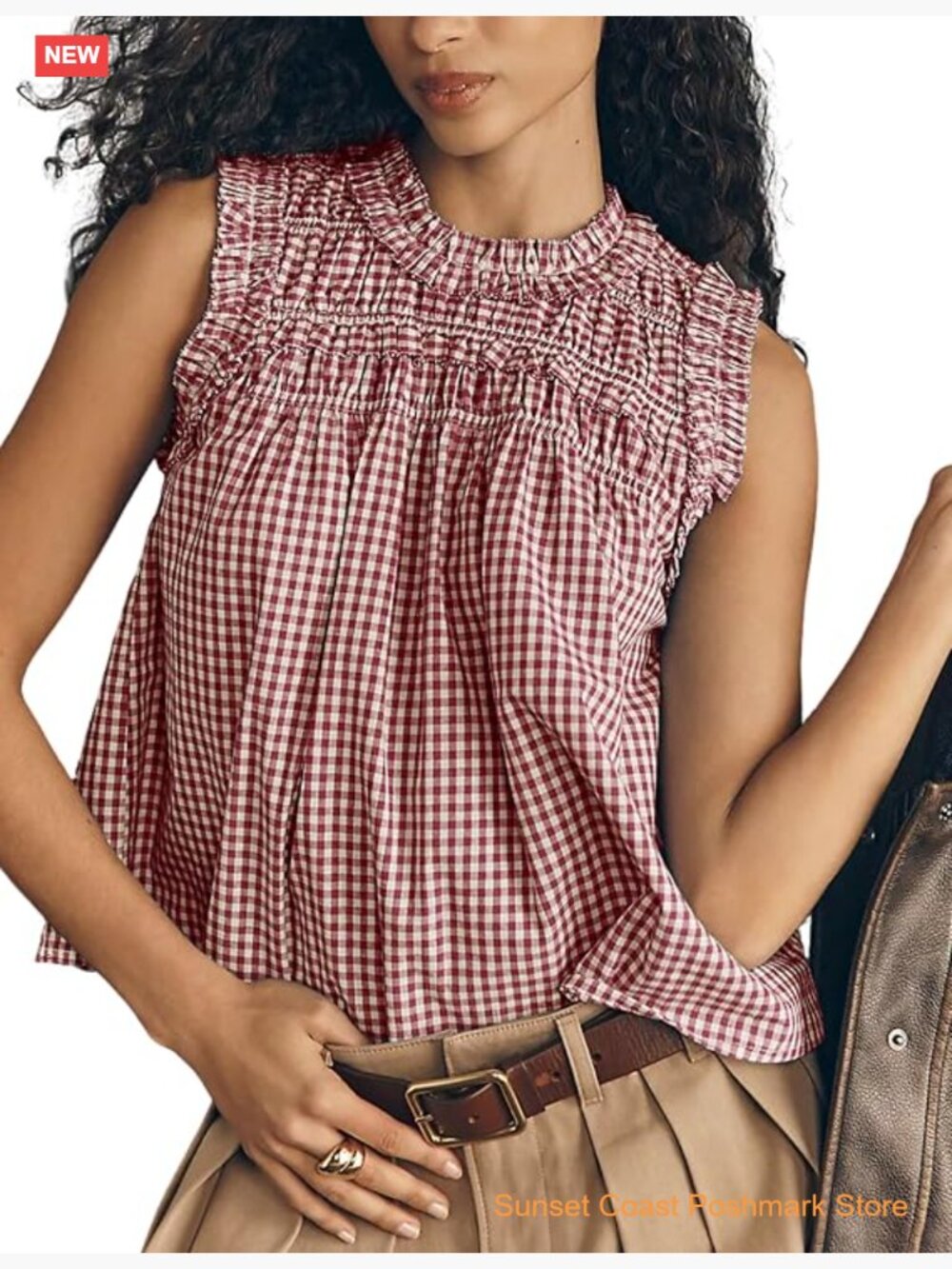 Women Sleeveless Plaid Babydoll Tank Top Peplum Blouse Cotton Summer T Shirt